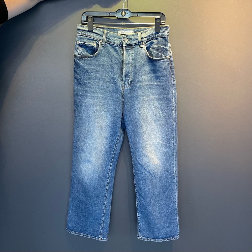 Zara High Rise Straight Leg Jeans